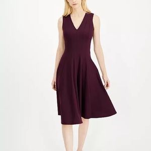 Calvin Klein plum A-line pleated dress fit and flare